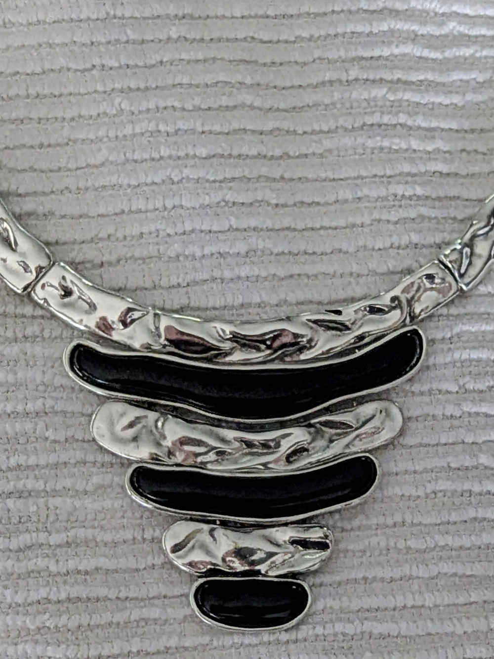 Beautiful, Bold, Silver and Black Statement Necklace - Women Jewelry